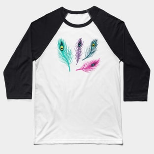 Peacock Feather Baseball T-Shirt